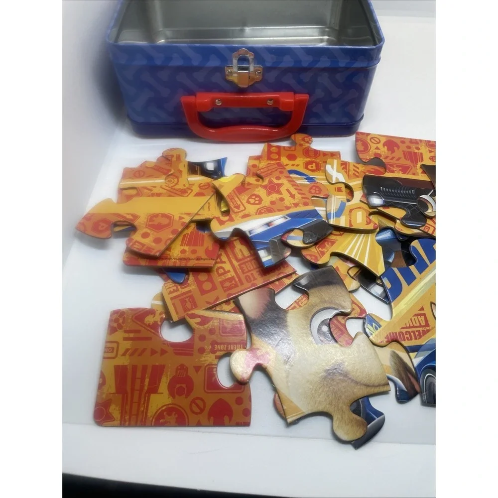 Nickelodeon Paw Patrol The Movie 'Brave Pup' Embossed Tin Lunch Box With Puzzle-